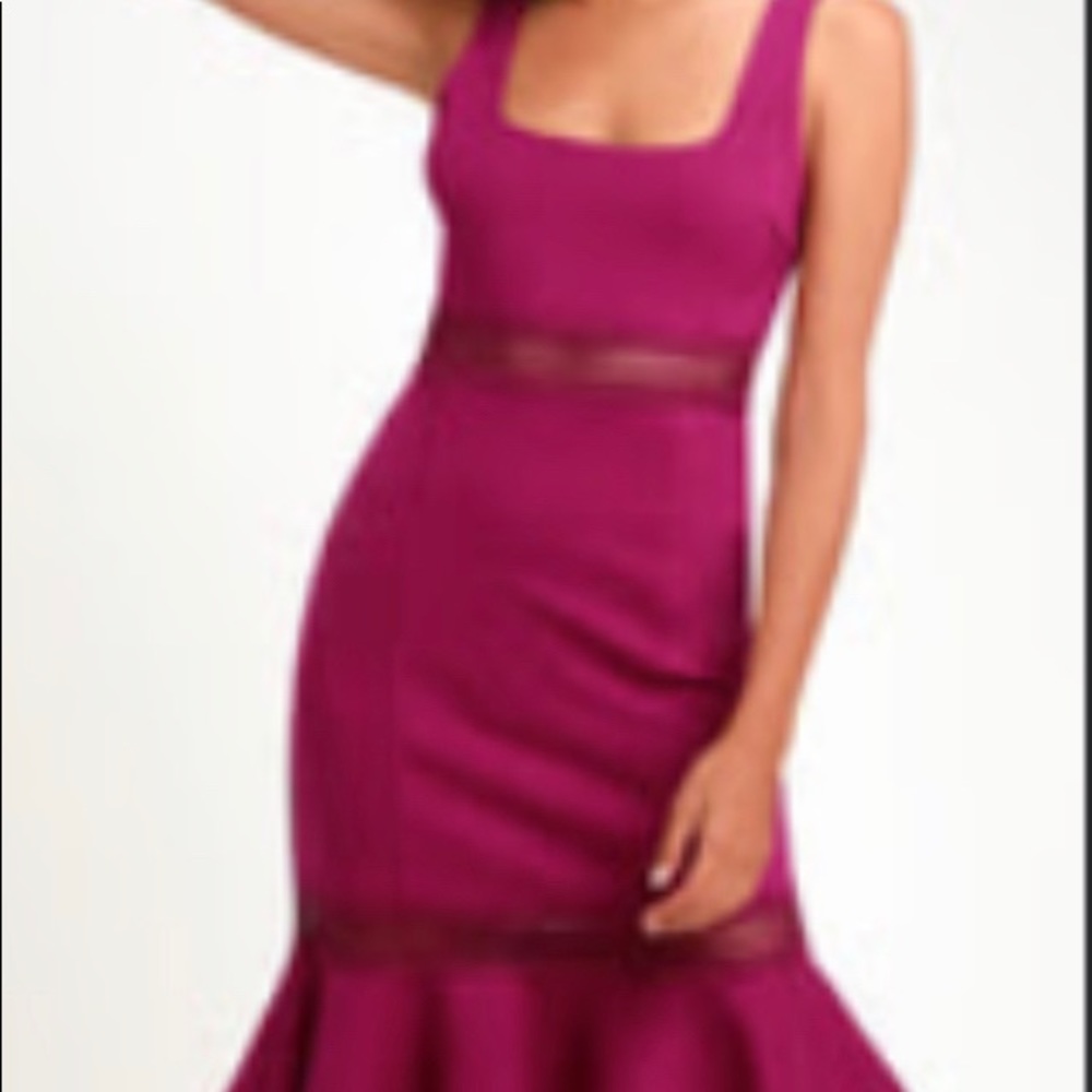 Lulus Magenta crochet midi dress